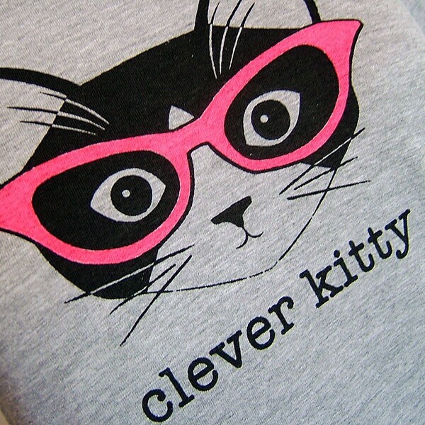 Heather Grey Clever Kitty Fine Jersey Short Sleeve Women's Tee