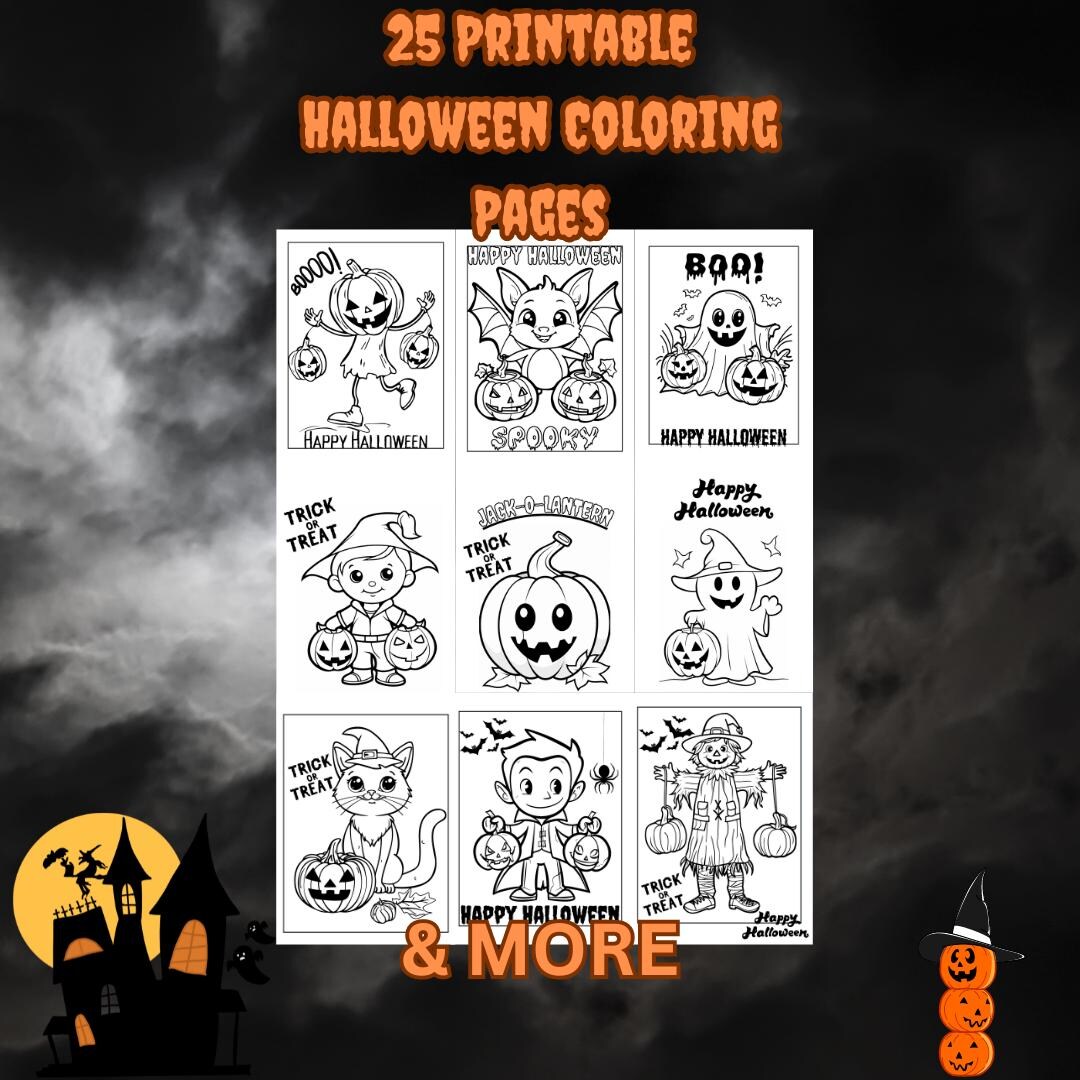 25 Printable Halloween Coloring Pages for Kids - Fun & Spooky Activity ...