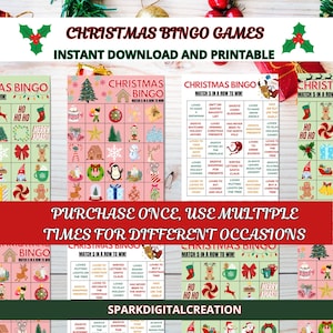 Christmas Bingo Game - Printable Holiday Bingo Cards for Kids & Adults | Fun Christmas Party Activity | Festive Family Game