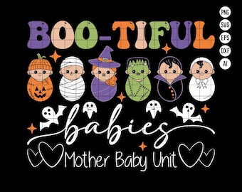 Boo-tiful Babies Digital Download SVG PNG, Cute Halloween Baby Design, Mother Baby Unit Art PNG, Adorable Spooky Svg, Halloween Babies Svg