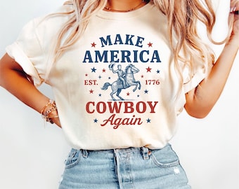 Hagamos que Estados Unidos vuelva a ser vaquero PNG Vaqueros del oeste de EE. UU. SVG 4 de julio PNG Patriótico occidental Svg Cuatro de julio PNG Western American Girly Svg