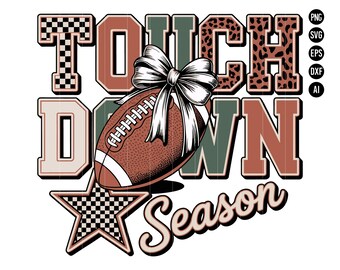 Spieltag Touchdown SVG PNG, Retro Fußball PNG, Fußball Mama Png, Touch Down Fußball Png, karierter Stern Fußballtrikot Sublimation