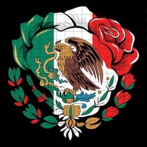 Mexicaanse vlag met rozen SVG PNG, patriottische Mexico digitale download, Mexican Pride Art PNG, Cinco de Mayo Design, Hispanic Heritage Svg
