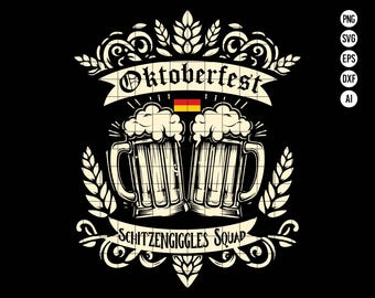 Oktoberfest SVG PNG, Bier Schitzengiggles Squad SVG, Png Clipart für Cricut und Silhouette, Deutsches Bierfest Schneidedateien