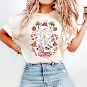 Christmas in July Squad PNG, Summer Santa Beach Shirt, Cruise Party Xmas 2025, Tropical Holiday T-shirt Sublimation Design