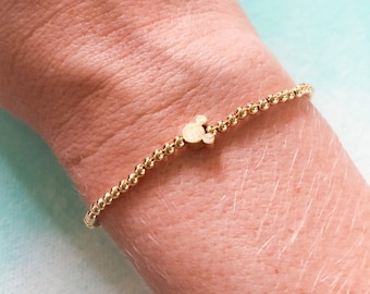 gold mickey mouse bracelet, dainty disney inspired jewelry, disney park style, gold beaded bracelet, personalized gift for her, kids jewelry