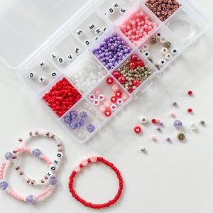 valentine DIY kit, craft activity for kids, stretchy bracelet craft kit, make your own jewelry, friendship bracelets, galentines day the valentine kit