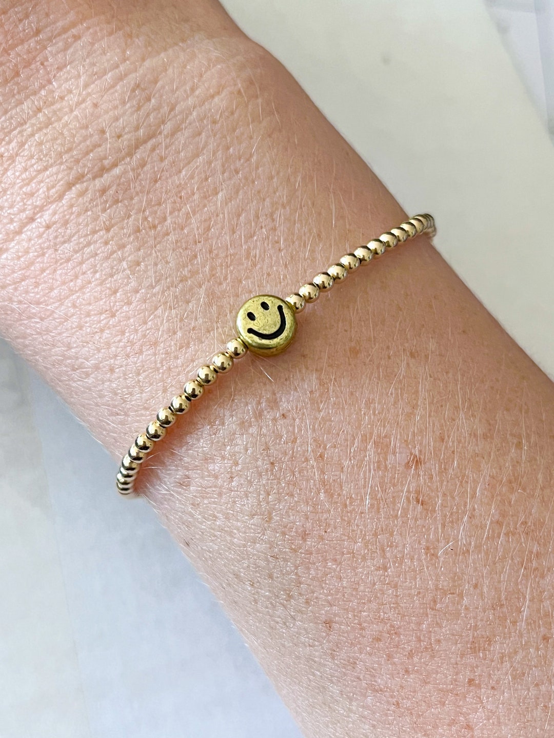 Gold Smiley Face Bracelet, Personalized Mother's Day Gift for Her ...