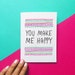 funny mother's day card, you make me happy quote card, birthday card, anniversary gift, valentine card for mom, i love you greeting card 