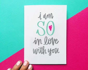 valentine card, anniversary card, valentine's day gift for him, i am so in love with you quote card for her, wedding day gift for her