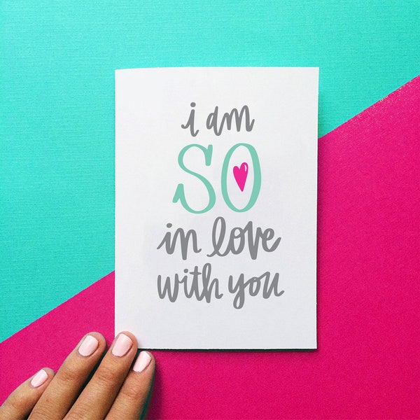 valentine card, anniversary card, valentine's day gift for him, i am so in love with you quote card for her, wedding day gift for her
