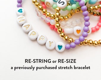 stretch bracelet re-stringing or re-sizing service