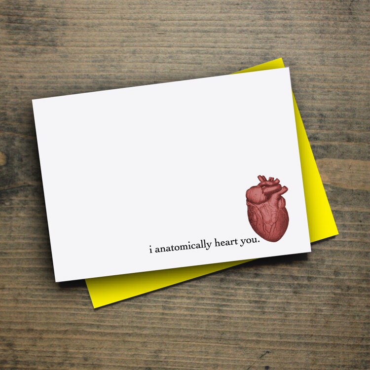 Funny valentine card i anatomically heart you anniversary | Etsy