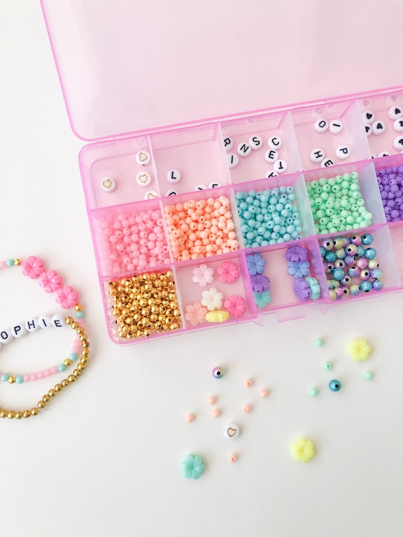 Personalized Gift for Kids Make Your Own Stretchy Bracelets DIY Craft Kit for Kids Beaded Jewelry Activity Box Friendship Bracelets Etsy