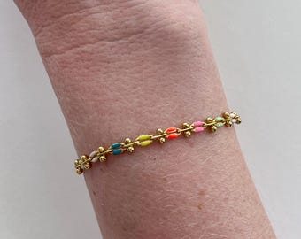 6 INCH gold chain bracelet, READY to SHiP, colorful summer accessory, dainty jewelry gift, gold fill waterproof no tarnish