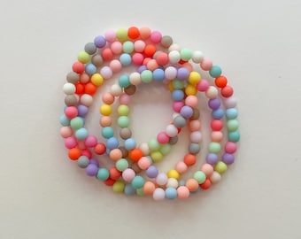 multicolor stacking bracelets, pastel rainbow stretchy bracelet, 6mm beaded bracelet, best friend gift for her, layering jewelry