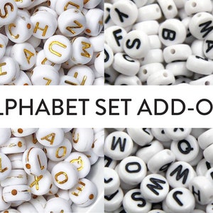 200pcs Letter Beads, 7mm Letter Beads Alphabet Bead White Bead With Gold  Letters Crday Gift