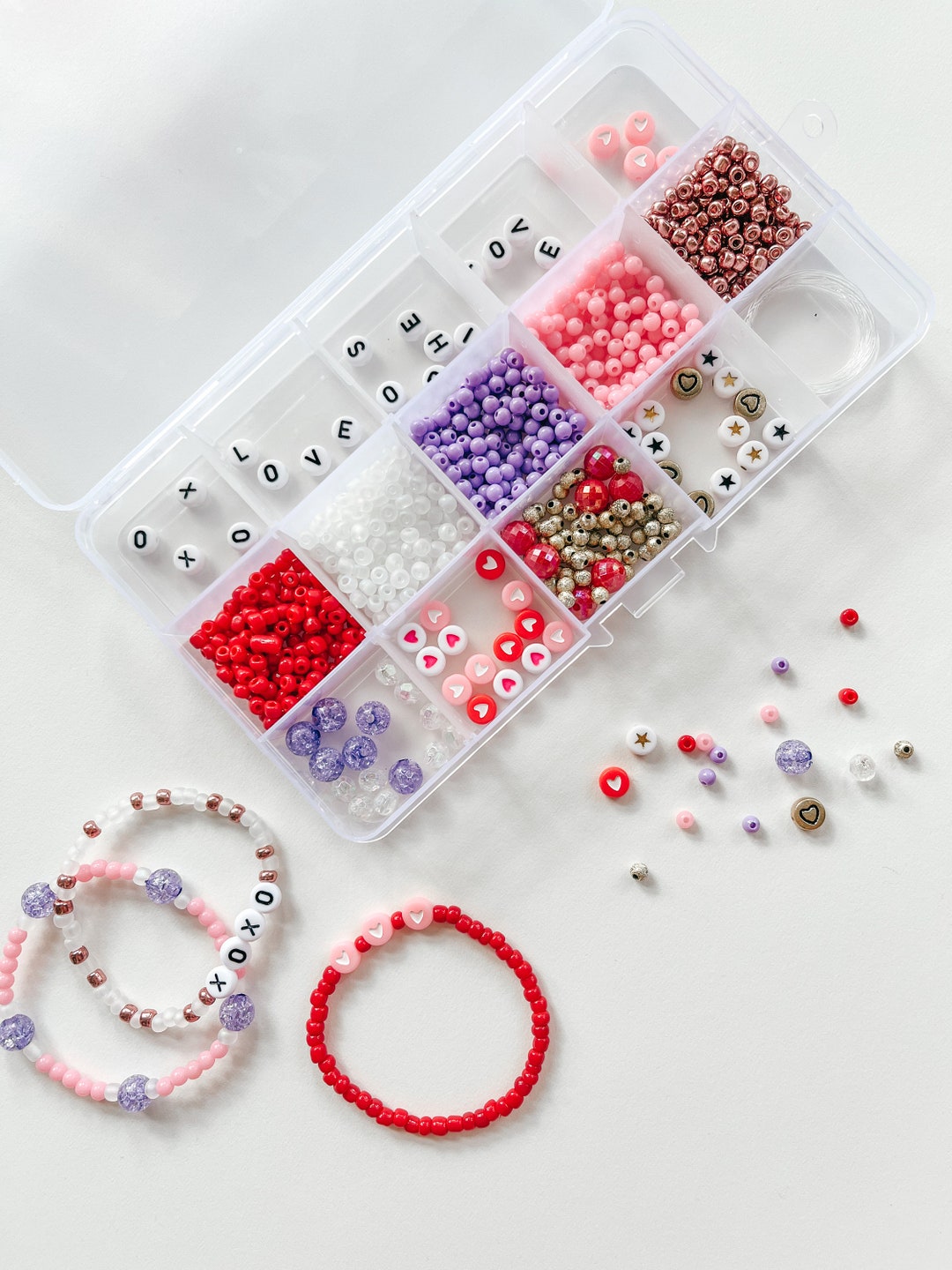 Valentine Craft Kit for Adults, DIY Stretchy Bracelet Kit, Personalized