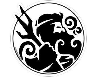 Poseidon Symbol Sticker | Greek God of the Sea Vinyl Sticker | Trident & Waves Design | Pagan Art | Hellenic Mythology