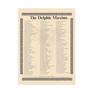 Massime delfiche, poster stampato da parete, mitologia greca antica, arredamento per la casa, arte pagana ellenica