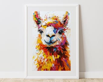 Buntes Lama Abstrakter Kunst-Druck | Skurriles Wohndekor (Digitaler Download)