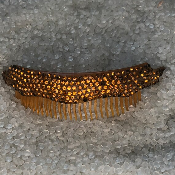 Early 1900s celluloid headband, topaz rhinestones… - image 7