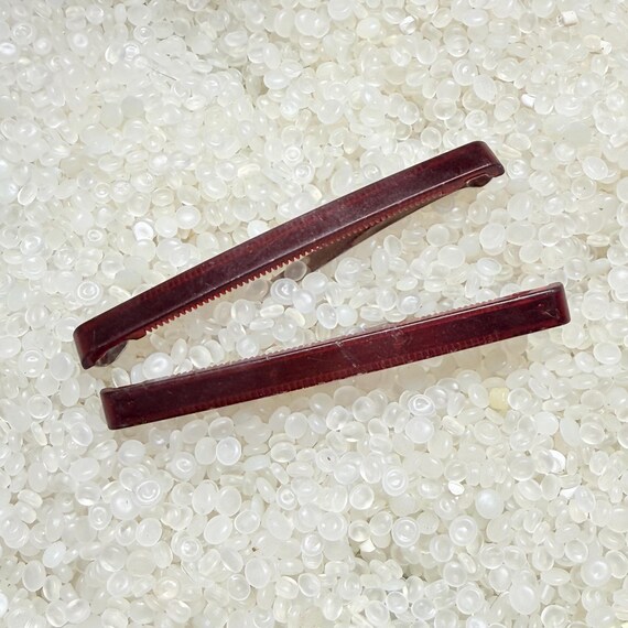 vintage barrettes, narrow barrette, Goody barrettes, long narrow barrettes,  longer size 3 inch , burgundy brown,W11 View 3