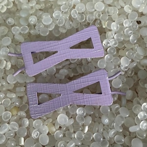 vintage barrette, lavender barrette, metal bows, embossed barrettes,vintage 1960