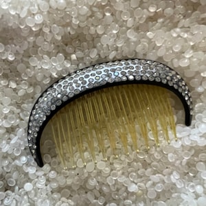Vintage comb , silver paint comb, rhinestone combs, bridal hair , side swept crescent shaped