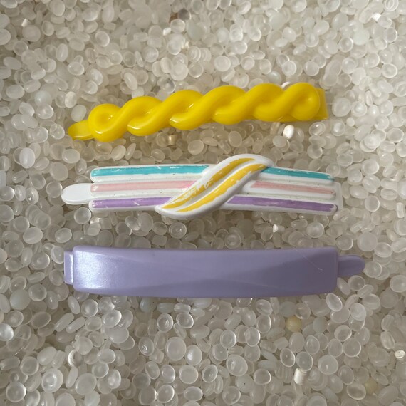 vintage barrette plastic children barrettes,lavender bar, colorful twist barrette,yellow twist barrette , larger size, goody barrettes,lt12
