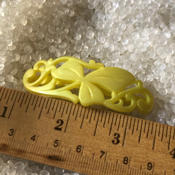 Vintage Barrette soft Yellow Barrette Soft Yellow Leaf and - Etsy