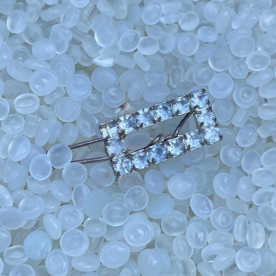 Tiny barrette, Rhinestone barrette,rectangle barr… - image 1