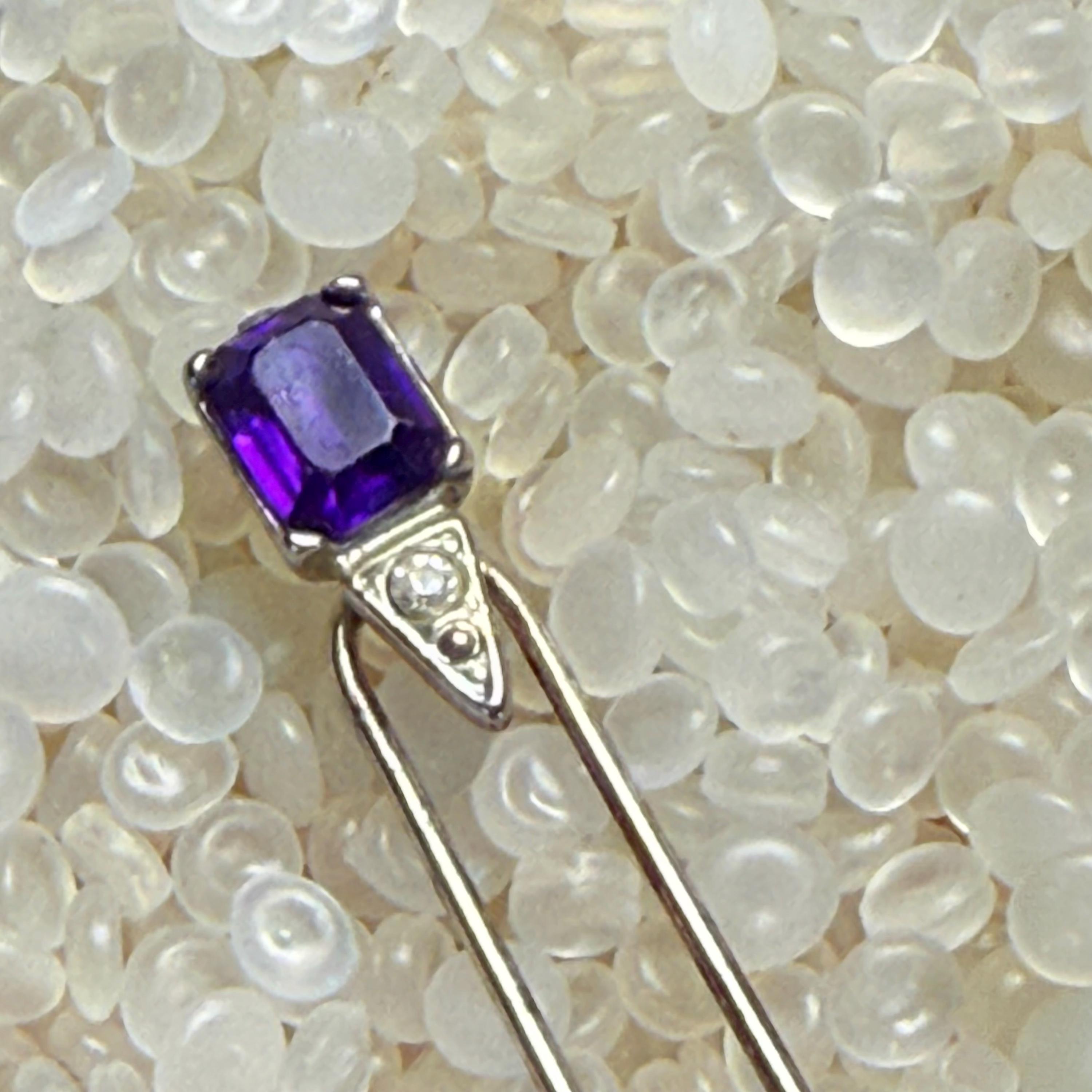 Vintage Hair Fork, Jewel Hair Stick,purple Rhinsetone, Vintage