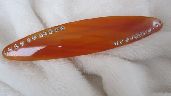 vintage barrette ,butterscotch color ,  rhineston… - image 1