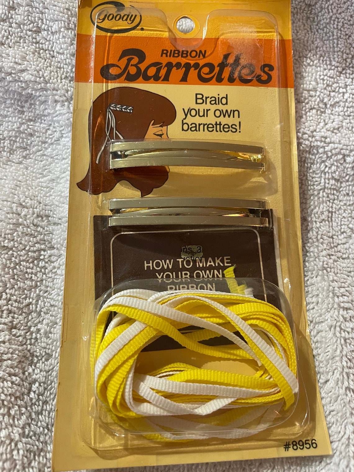 1980's Barrette, Ribbon Barrettes, NEVER USED ,goody Barrette, Yellow ...
