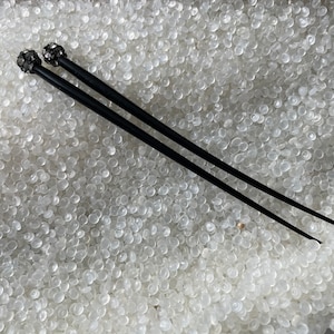 vintage  hair stick,rare pair ,black  and  rhinestones, rhinestone hair pick, bridal updo,