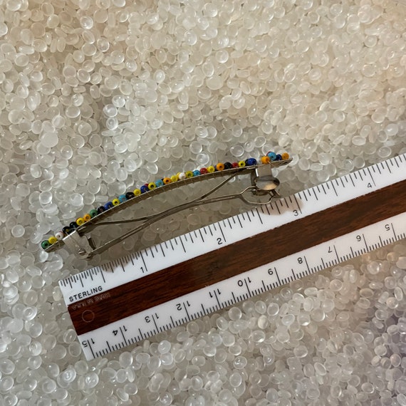 Vintage barrette, seed beads, rainbow beads, hand beaded,seed bead barrette, rainbow seed beads View 4