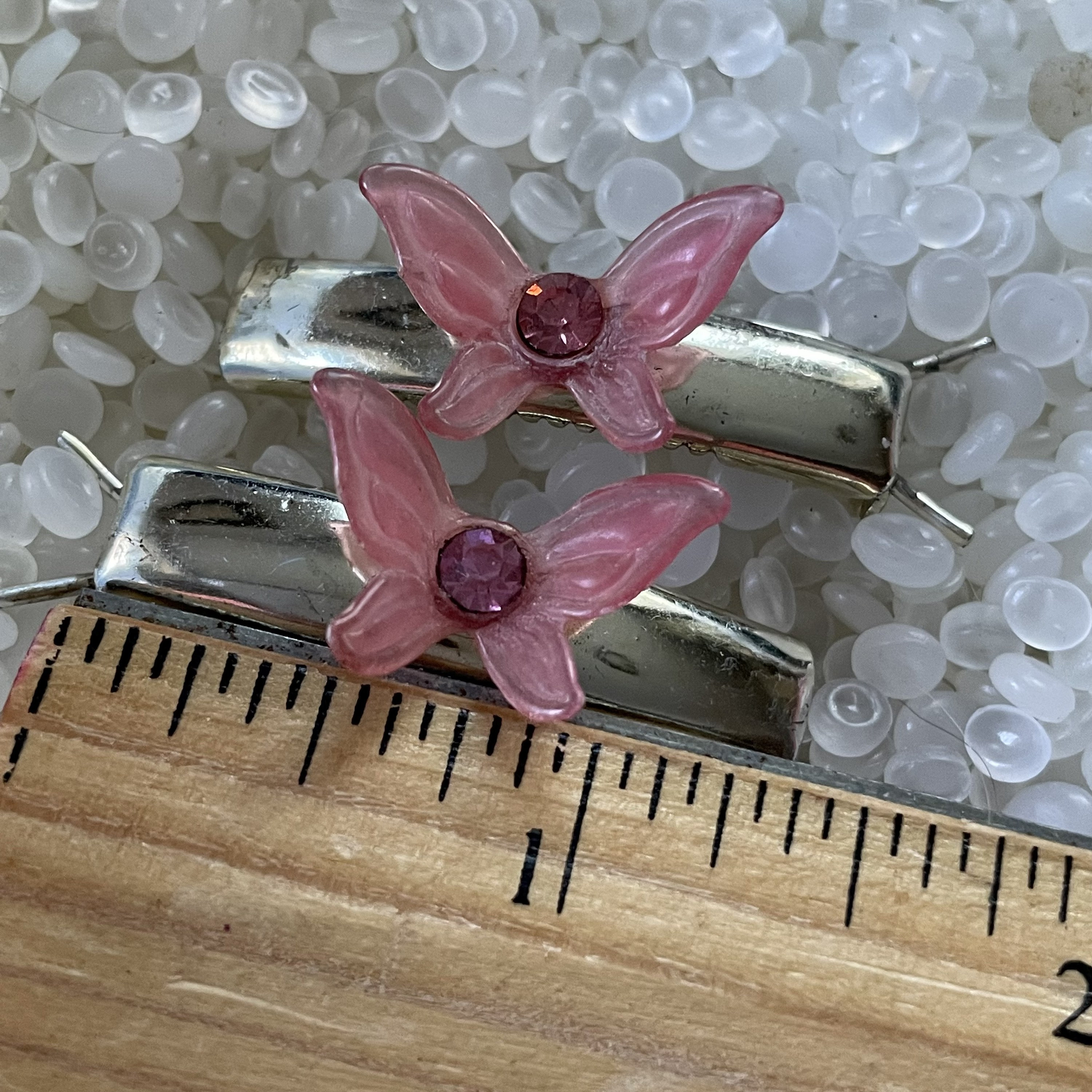 Accessories vintage barrette strawberry pink raare pair, butterfly