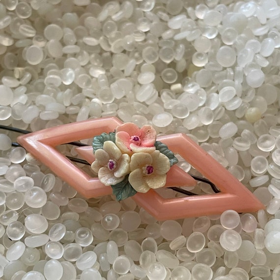 1950 barrette, pink flowers barrette ,