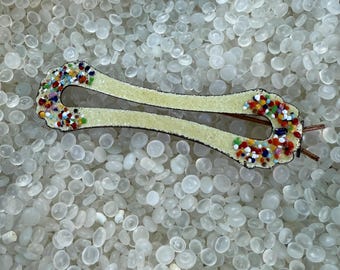 Vintage Hair Barrette, Sterling Silver, Enamel Guilloche  display picture 2