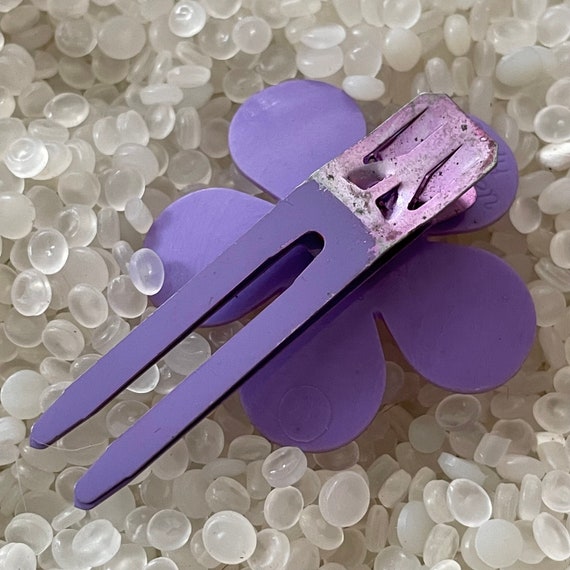 vintage hair clip,  barrette Mod flower, purple  … - image 3