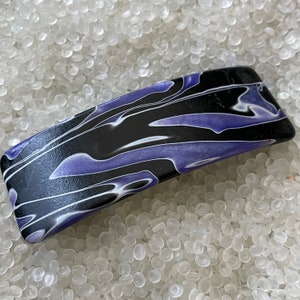 hand crafted, vintage hair barrette,   Poly clay barrette,  ooak barrette, purple , black and white marbled look , ooak