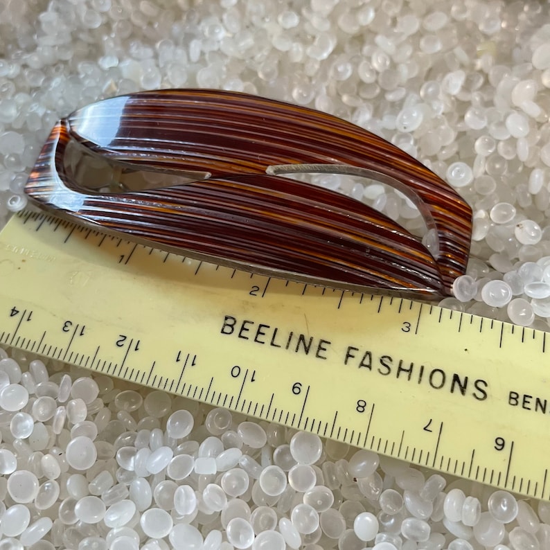Vintage Barrette Large Barrette Brown and Rust Stripes Etsy