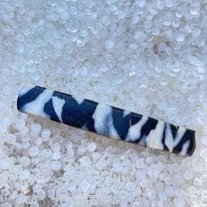 vintage barrette, black and white marble, plastic, retro hair, matte finish, simplistic,marbled barrette, op8
