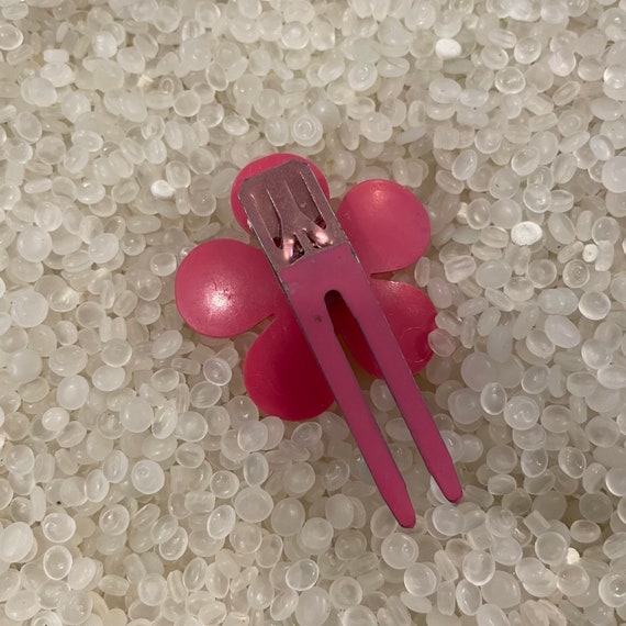 vintage hair clip,  barrette Mod flower, pink and… - image 3