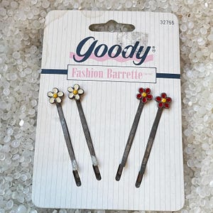 vintage bobby pins ,original card ,NOS , vintage 1997 ,retro bobby pins, Daisy hair pins