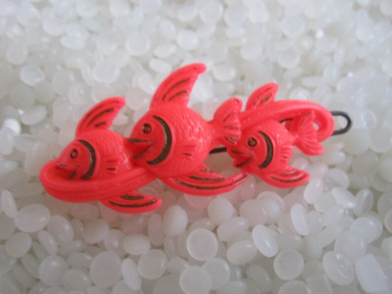 Three fish vintage hair barrette vintage children barrette