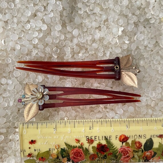 Antique Fake Tortoiseshell With Rhinestone, Hair Fork, Early  display picture 1