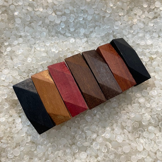 Vintage 1980s barrette wood Gem