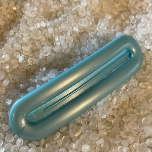 vintage barrette 1960- soft blue retro barrette,open oblong , large barrette,4 inch, mod style